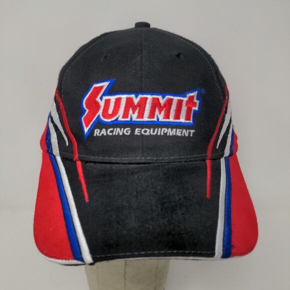 Summit Racing Equipment Strapback Hat Embroidered Logo Black Red Blue - Picture 3 of 10